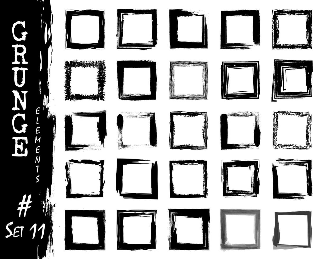 Set of grunge square frame elements . Ink splash watercolor painting design . Vector illustration .