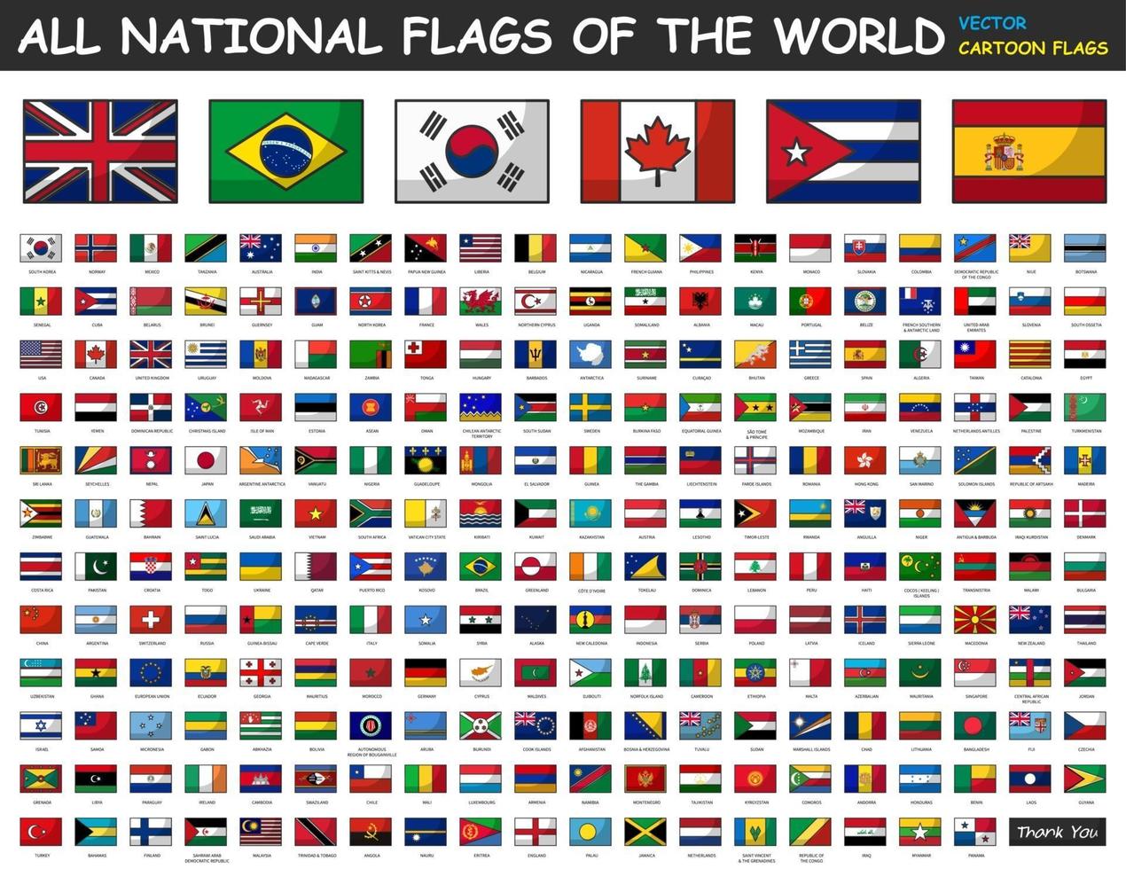 todas las banderas nacionales del mundo. estilo de dibujos animados.  2724315 Vector en Vecteezy
