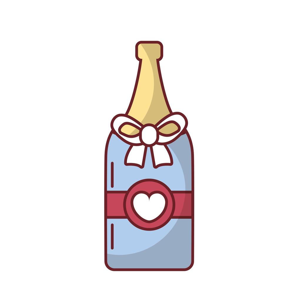 Love heart inside champagne bottle vector design