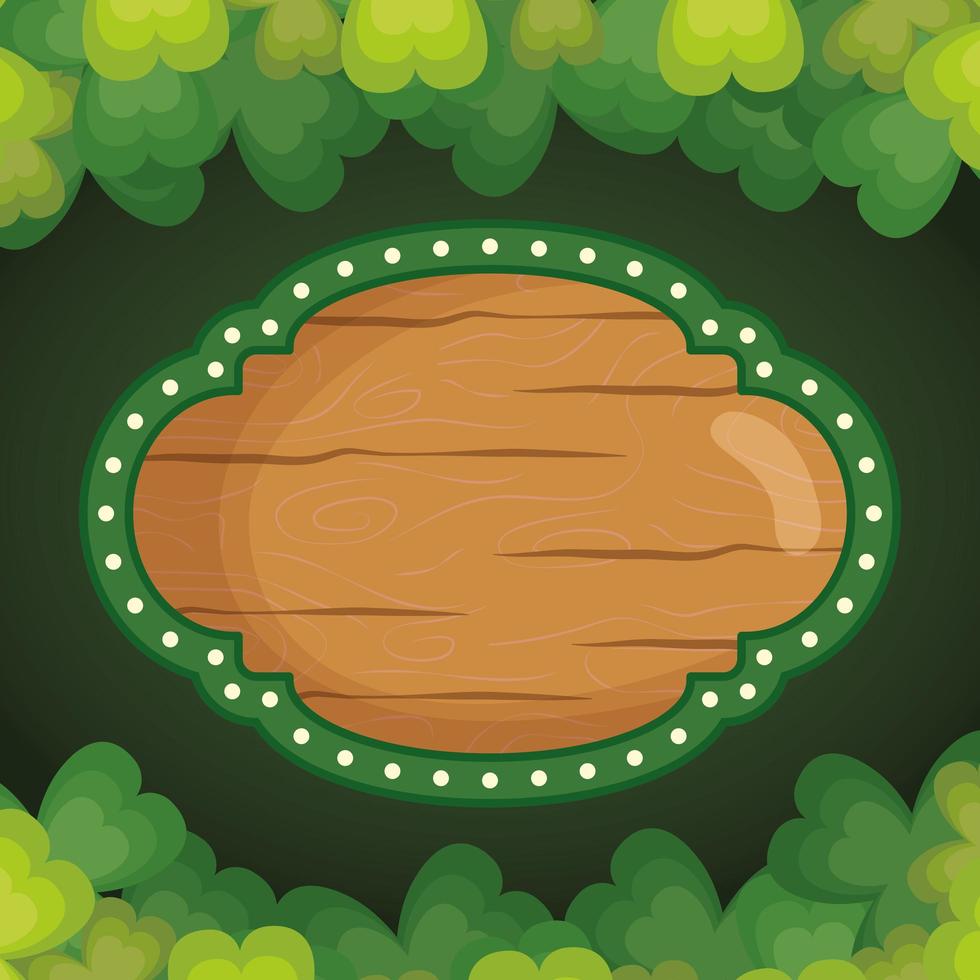 Saint patricks day wood label with clovers frame vector design