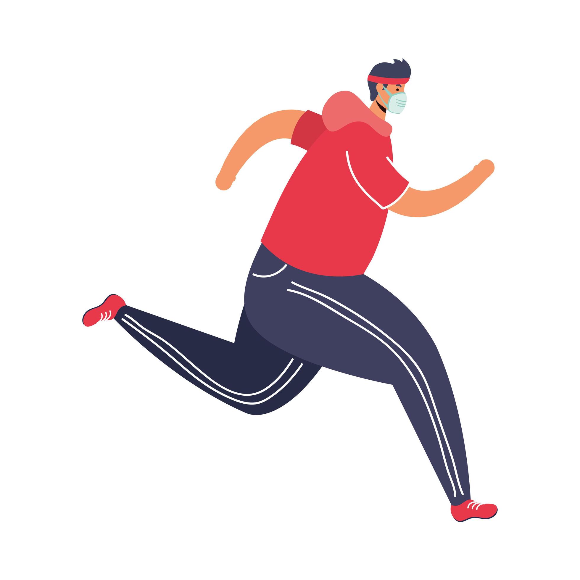 young man wearing medical mask running avatar character 2724554 Vector