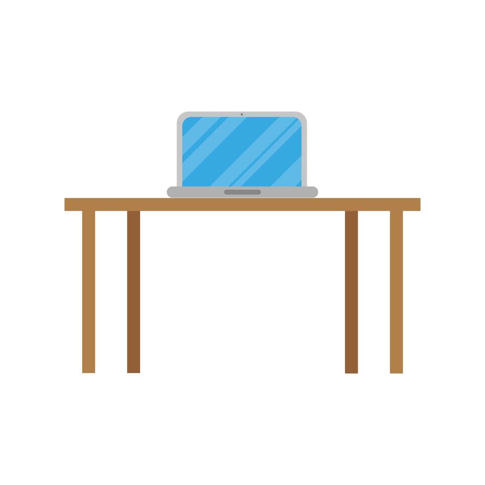 laptop computer technology in desk workplace vector