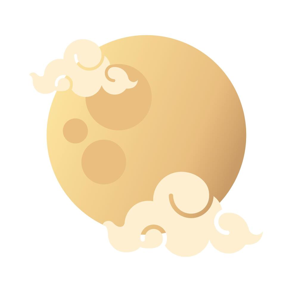 mid autumn festival moon and clouds vector