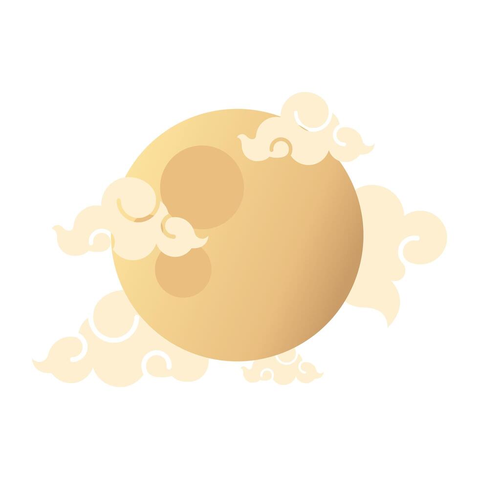 mid autumn festival moon and clouds vector