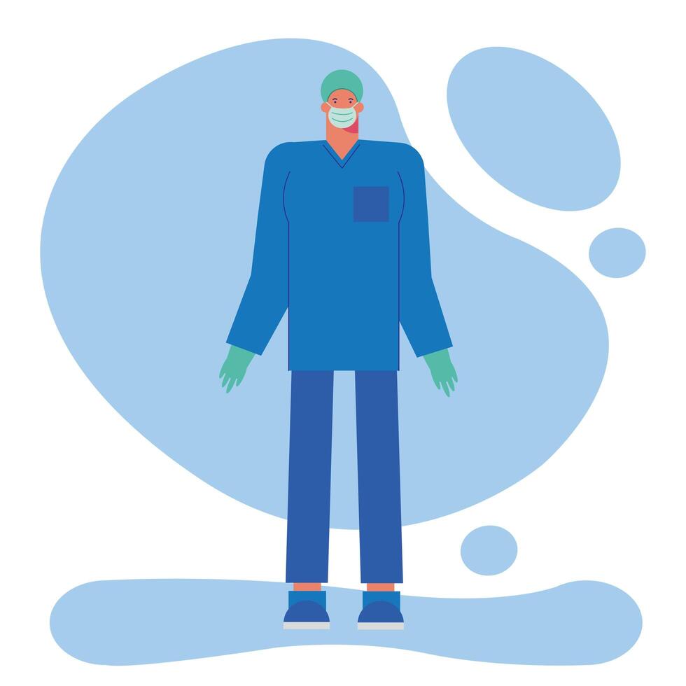 professional surgeon wearing medical mask vector