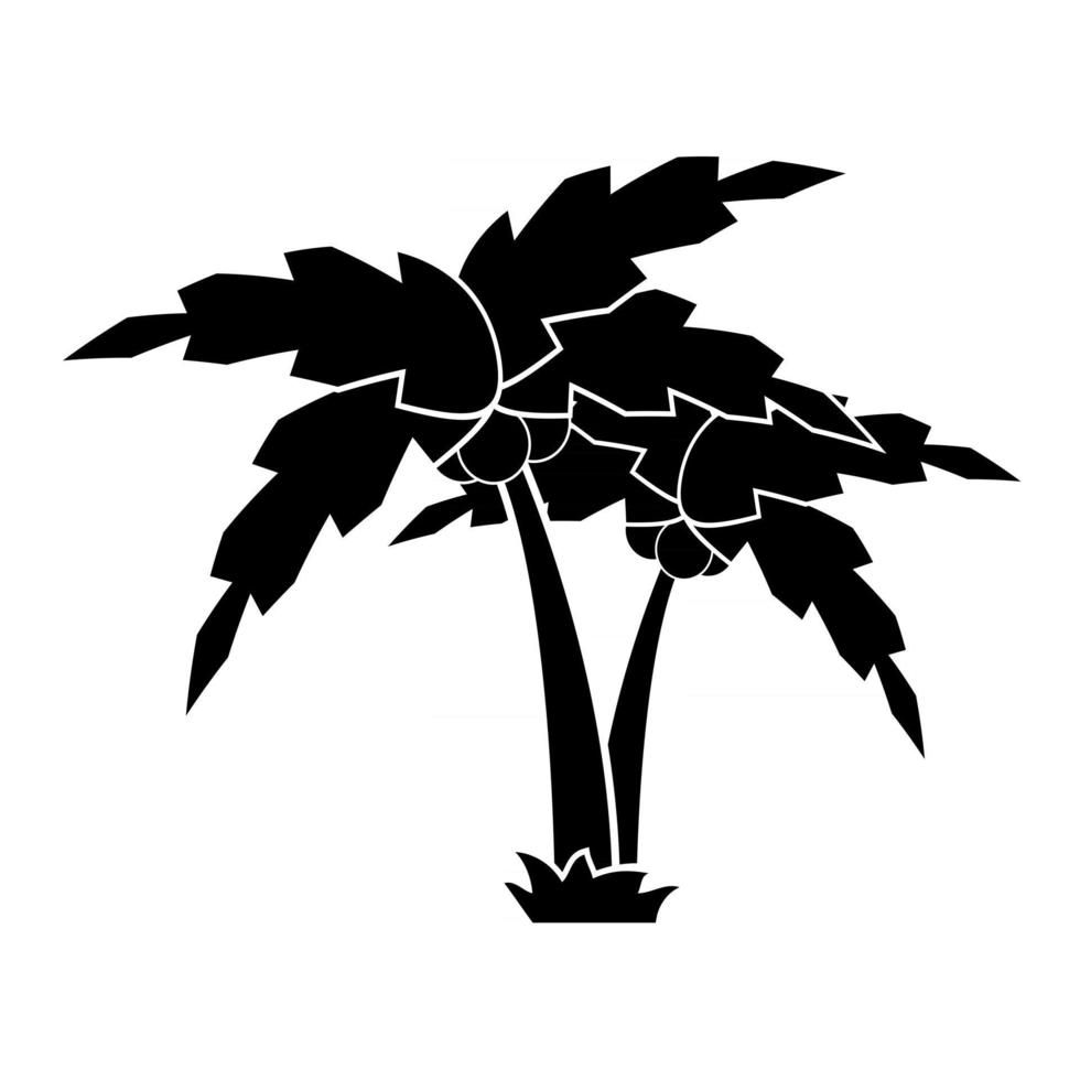 silhouette of a cartoon palm tree on the grass vector