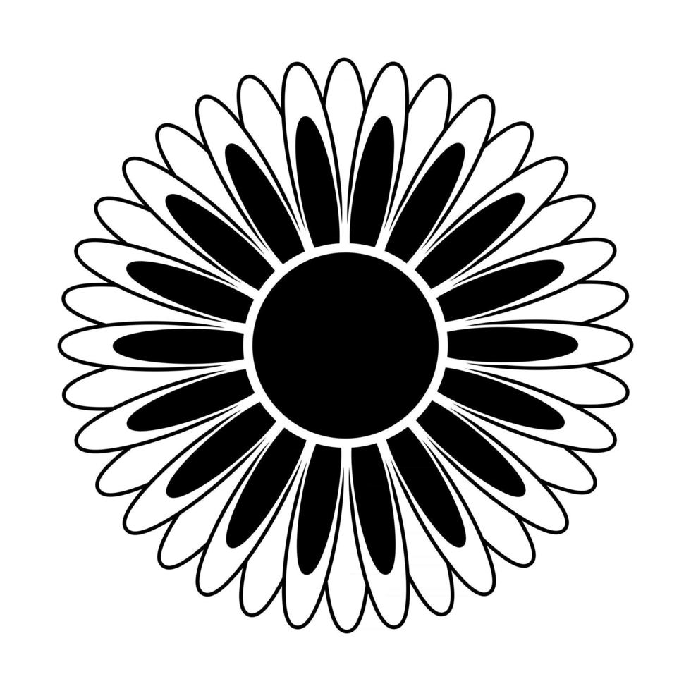 silueta en blanco y negro de una flor en un estilo abstracto vector