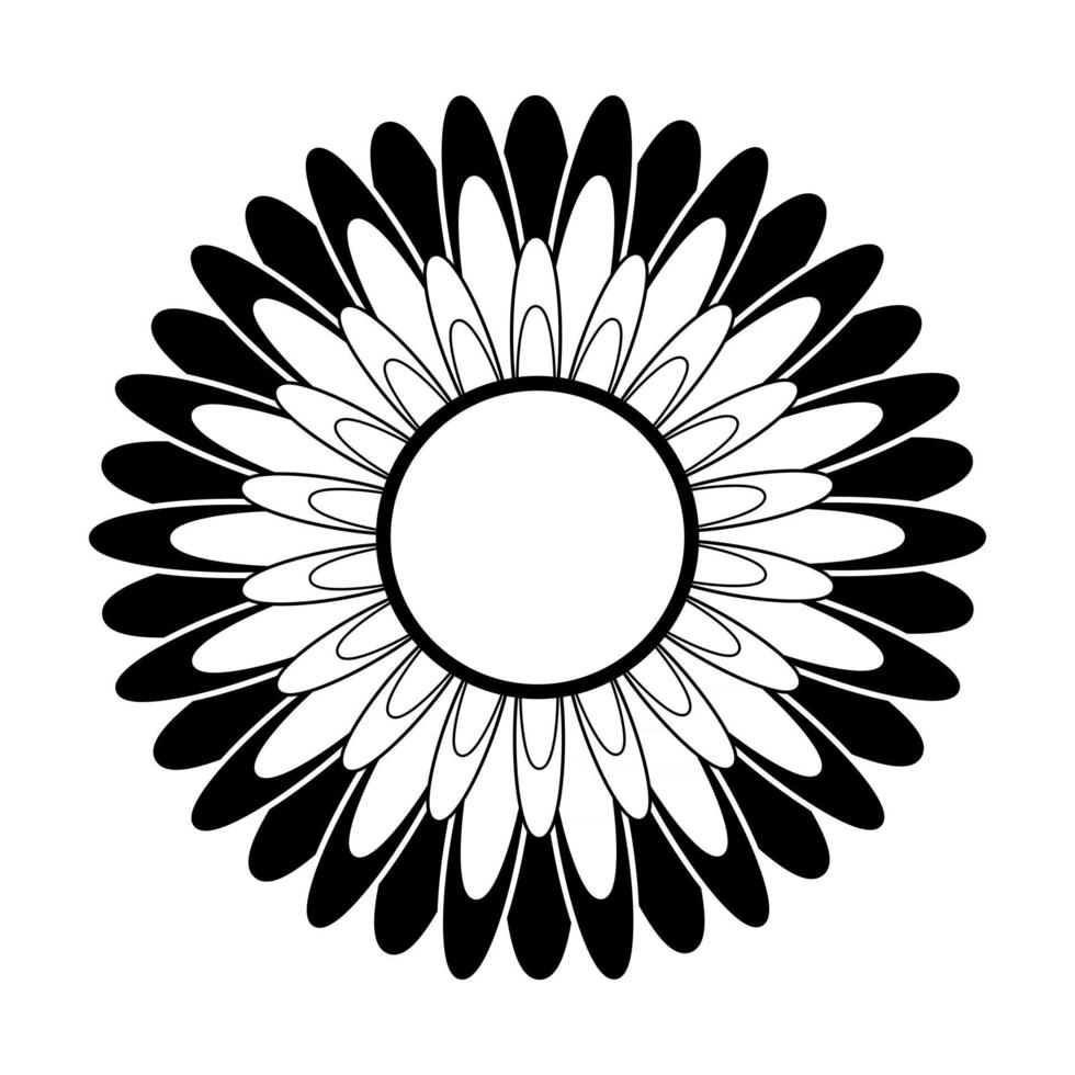 silueta en blanco y negro de una flor en un estilo abstracto vector