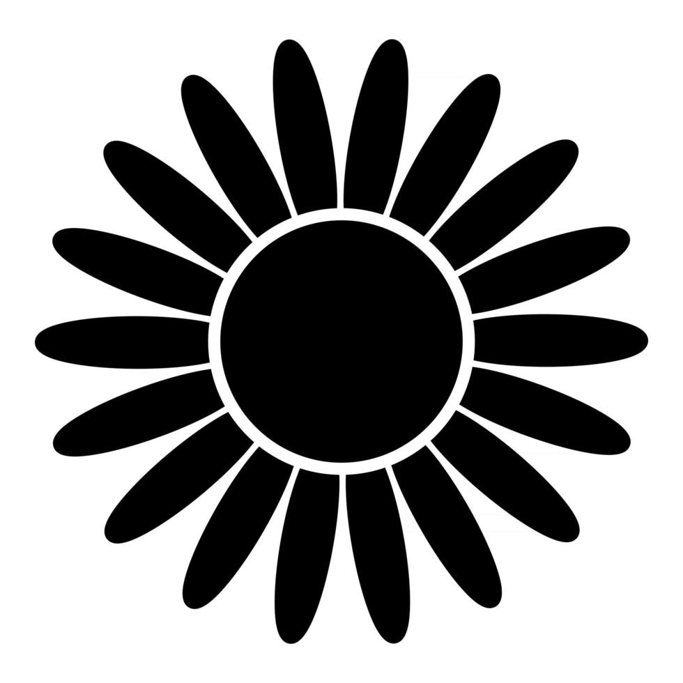 Black and white silhouette of a flower in an abstract style vector