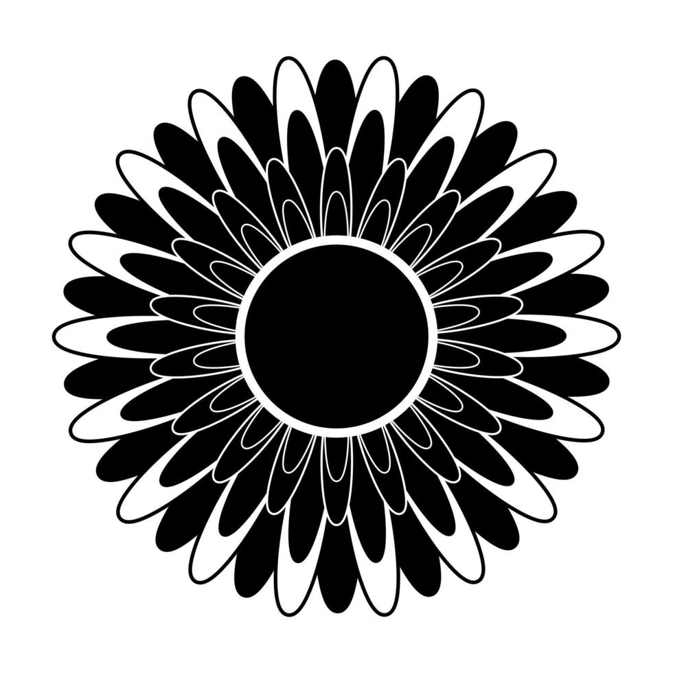 silueta en blanco y negro de una flor en un estilo abstracto vector