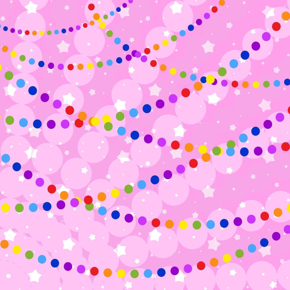 Set of flat colored isolated garlands round. Pink iridescent background . Suitable for design. vector