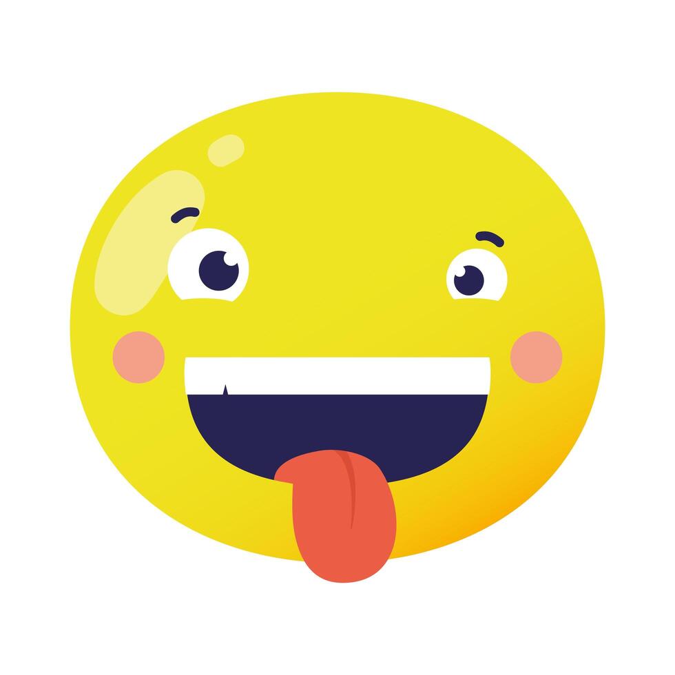 crazy emoji face with tongue out flat style icon vector