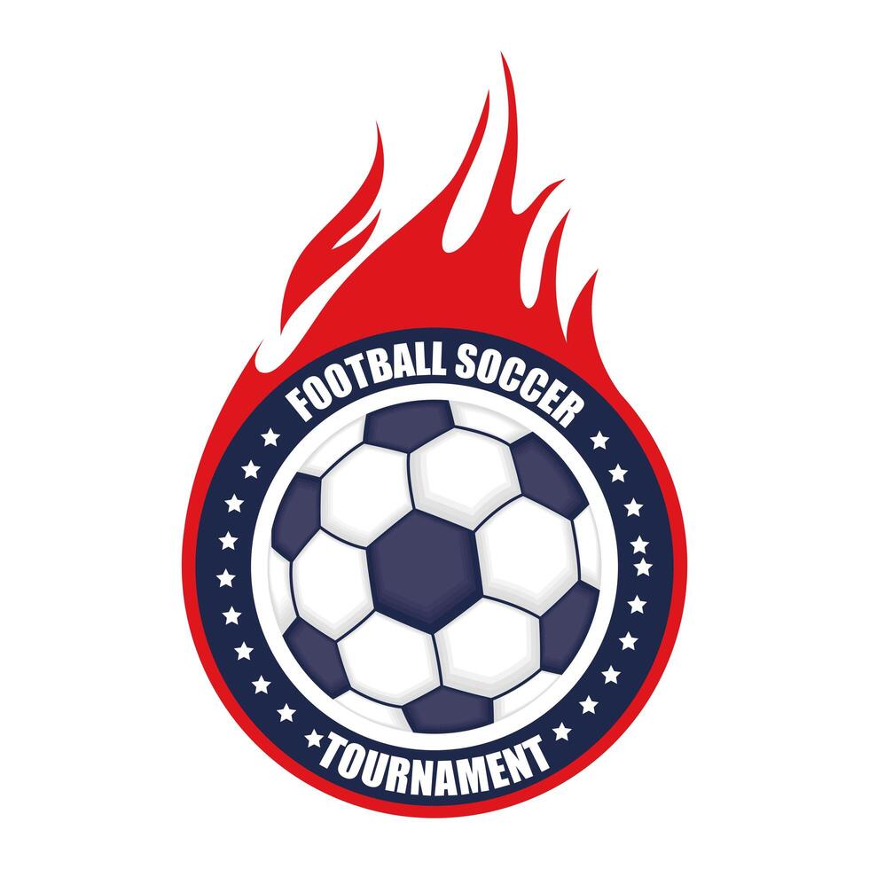 football soccer sport poster with balloon on fire vector