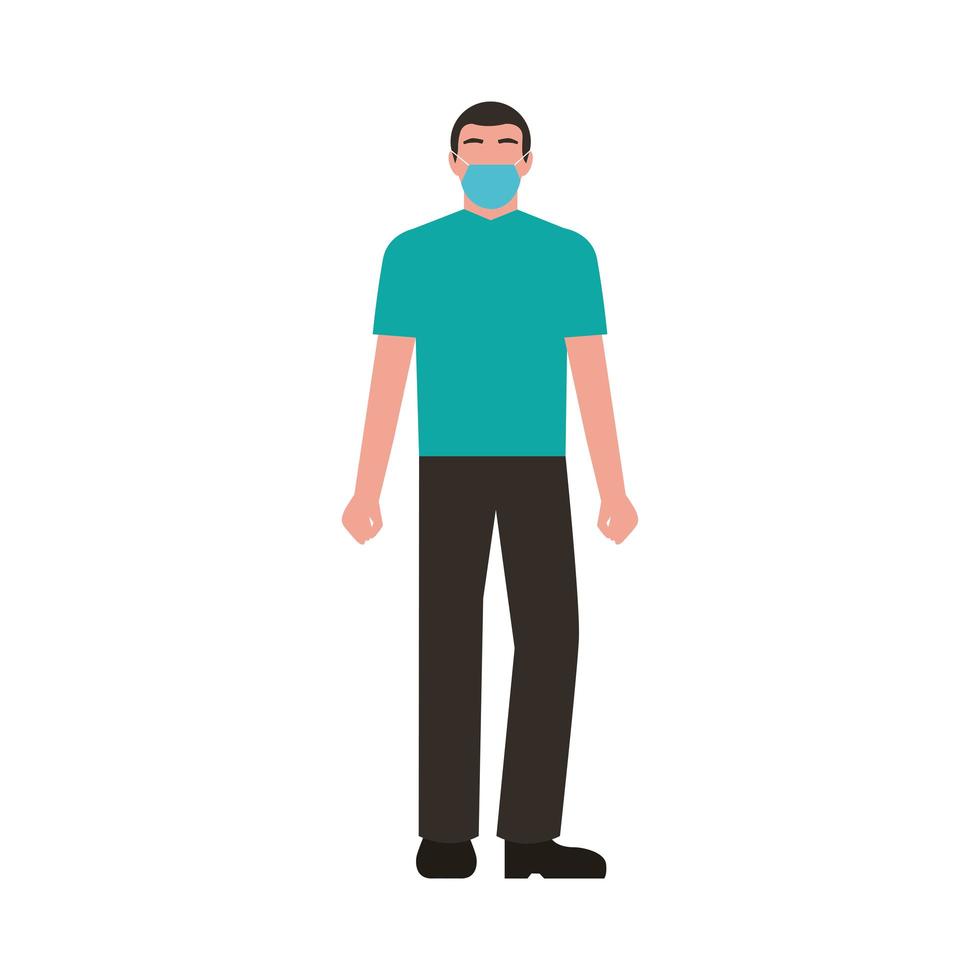 man wearing medical mask character vector