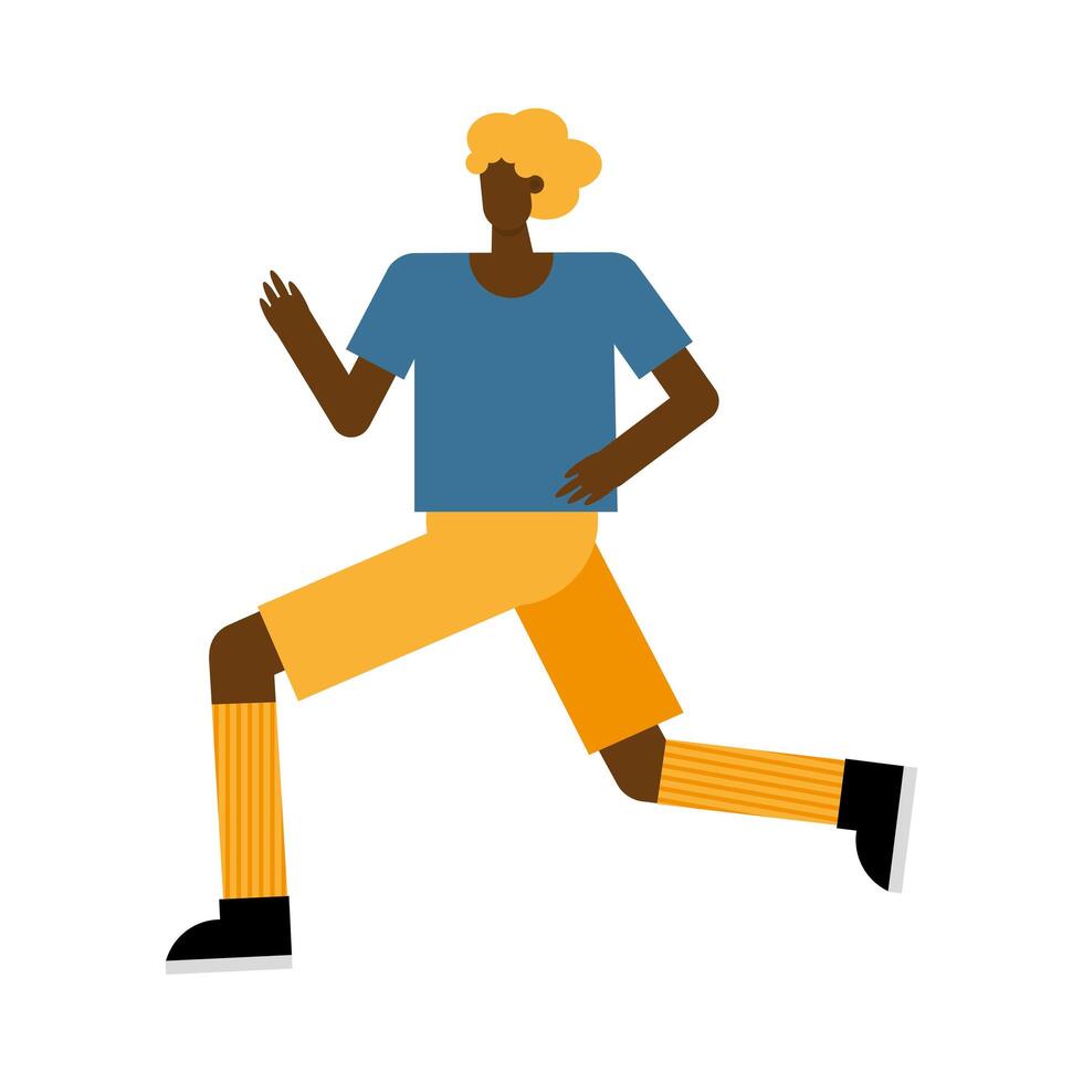 young afro man running practicing activity character vector