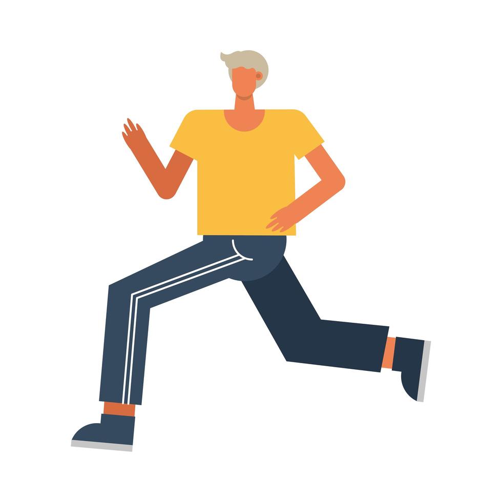 young man running practicing activity character vector