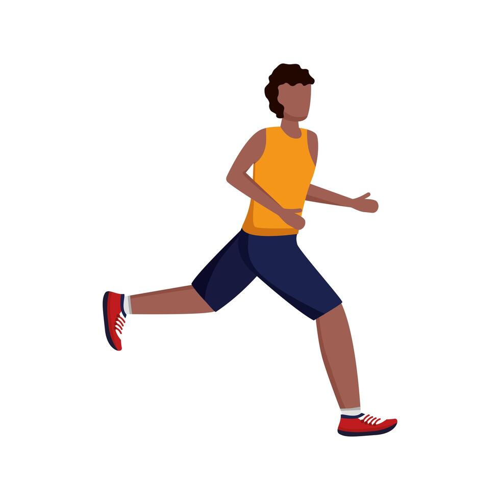 young afro man running avatar character vector