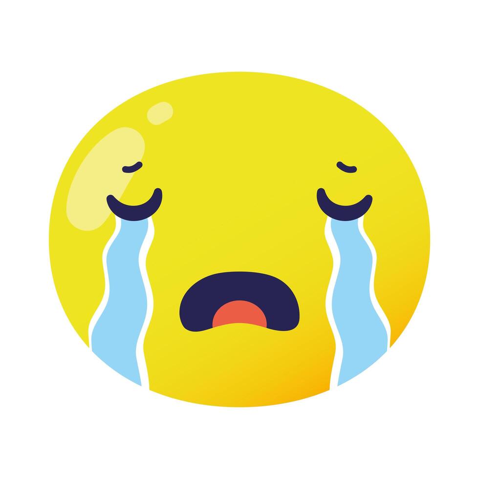 crying emoji face classic flat style icon vector