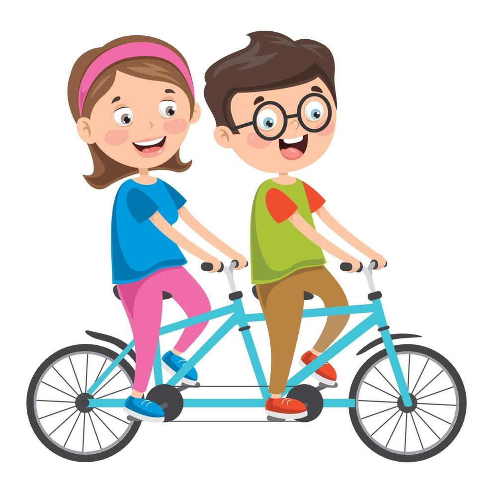 familia feliz montando bicicleta juntos vector