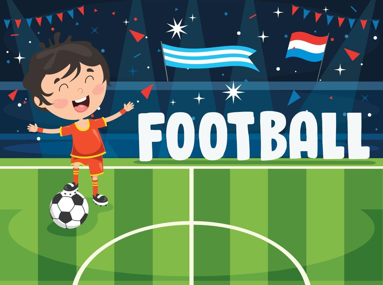 Little Children Playing Football vector