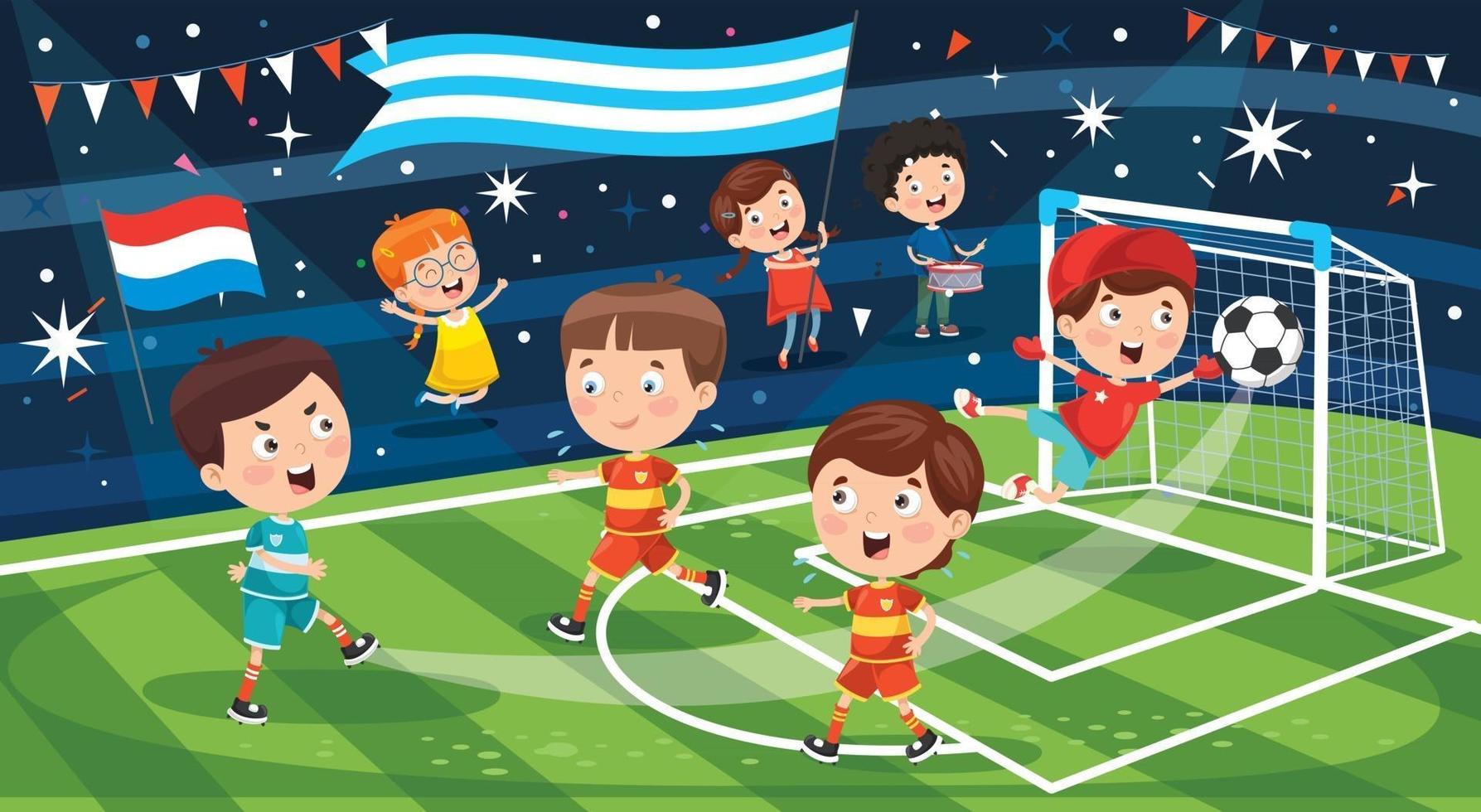 Little Children Playing Football vector