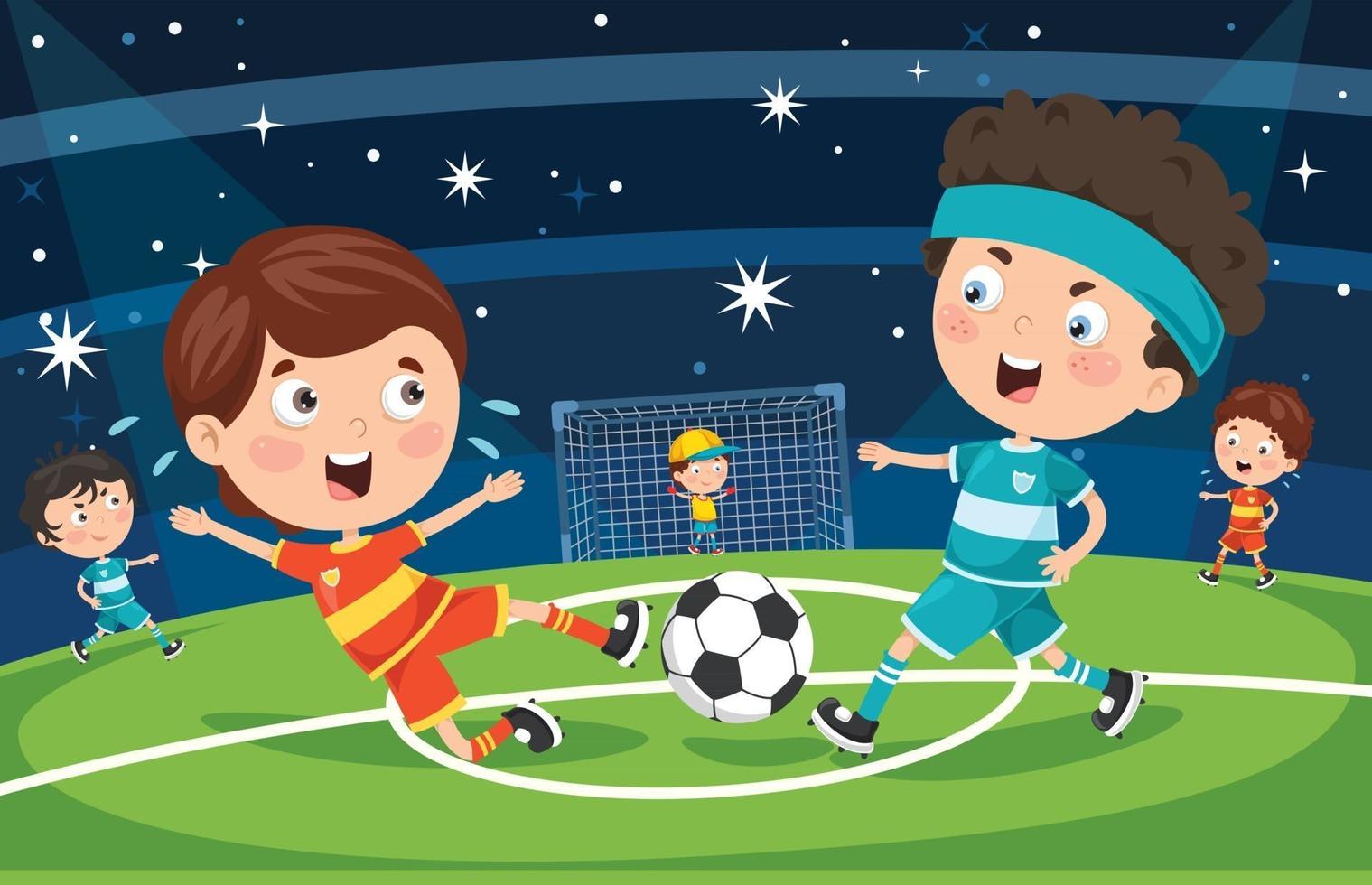 niños jugando al fútbol vector