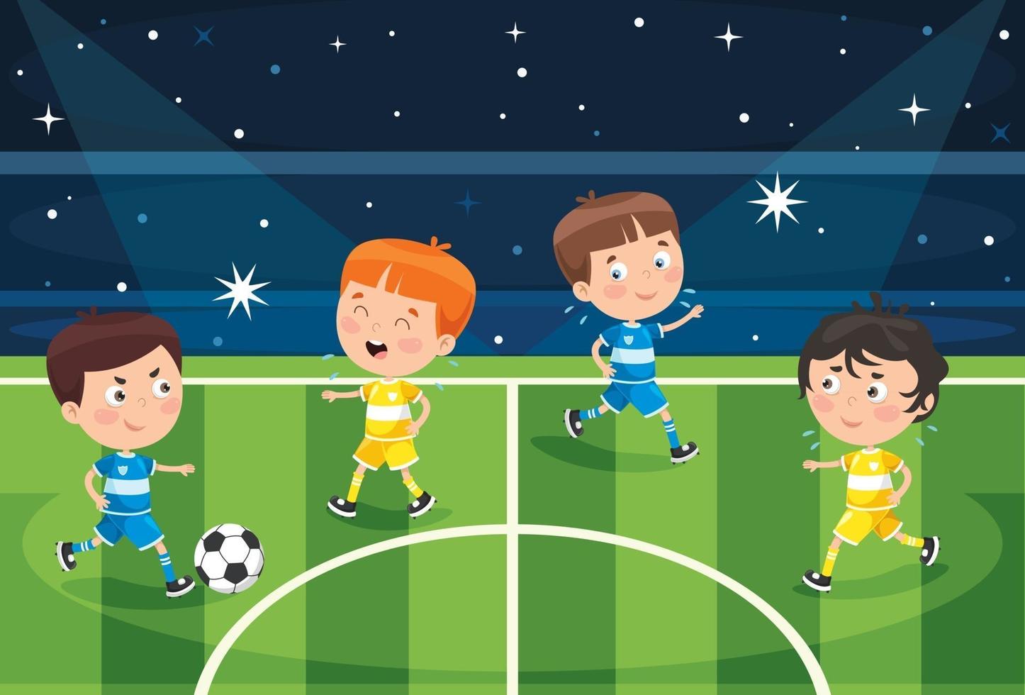 niños jugando al fútbol vector