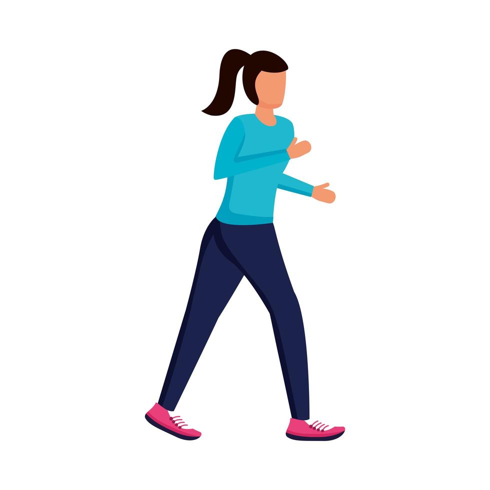 young woman running avatar character vector