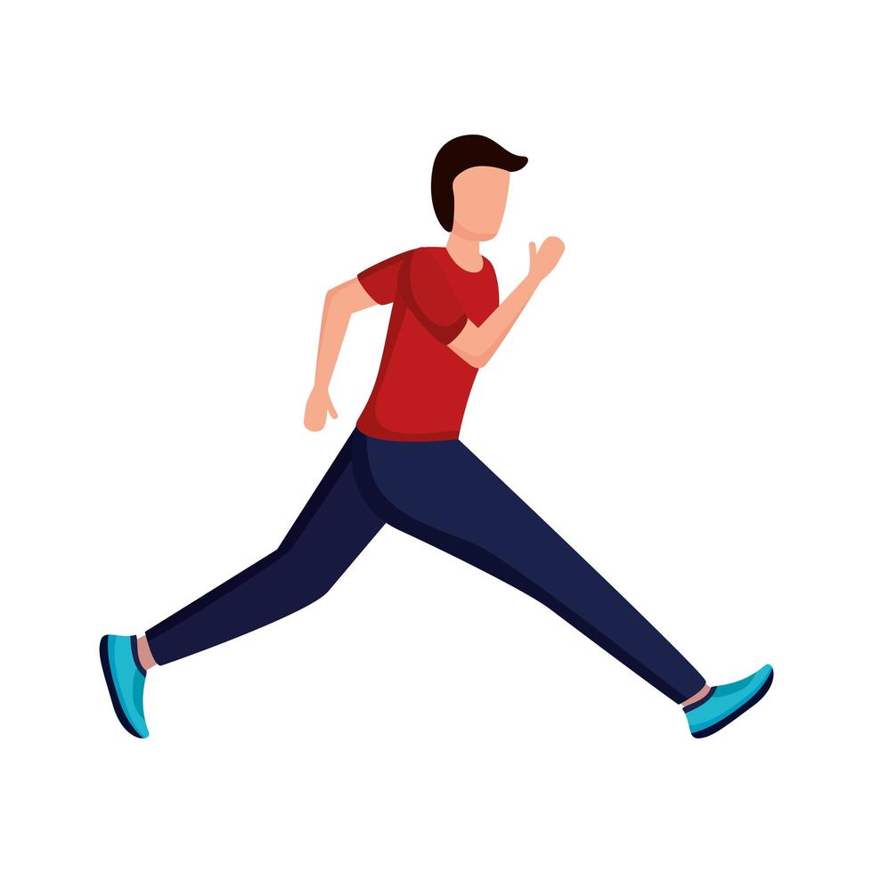 young man running avatar character vector