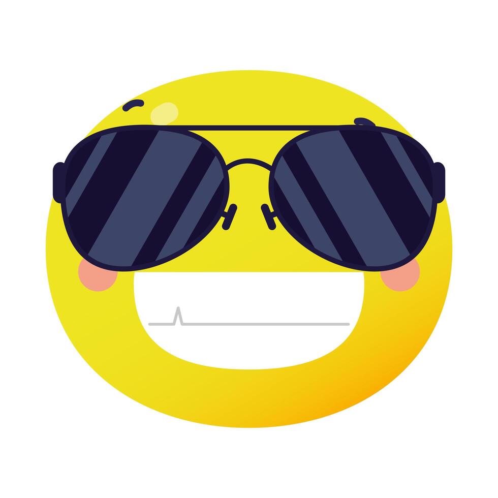 emoji face classic with sunglasses flat style icon vector
