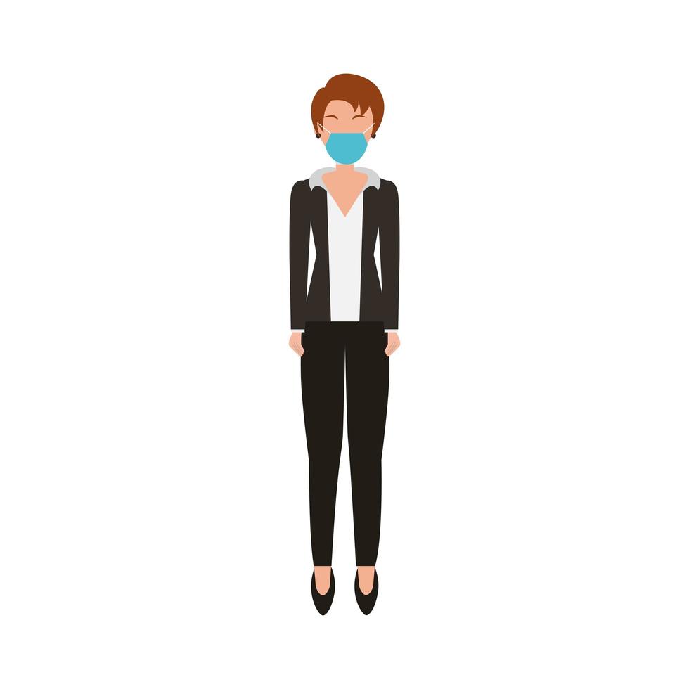 mujer de negocios, llevando, médico, máscara, carácter vector