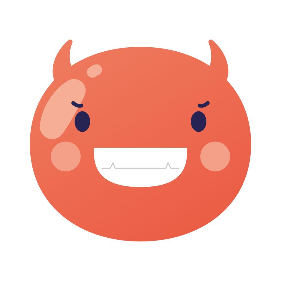 diablo emoji cara icono de estilo plano clásico vector