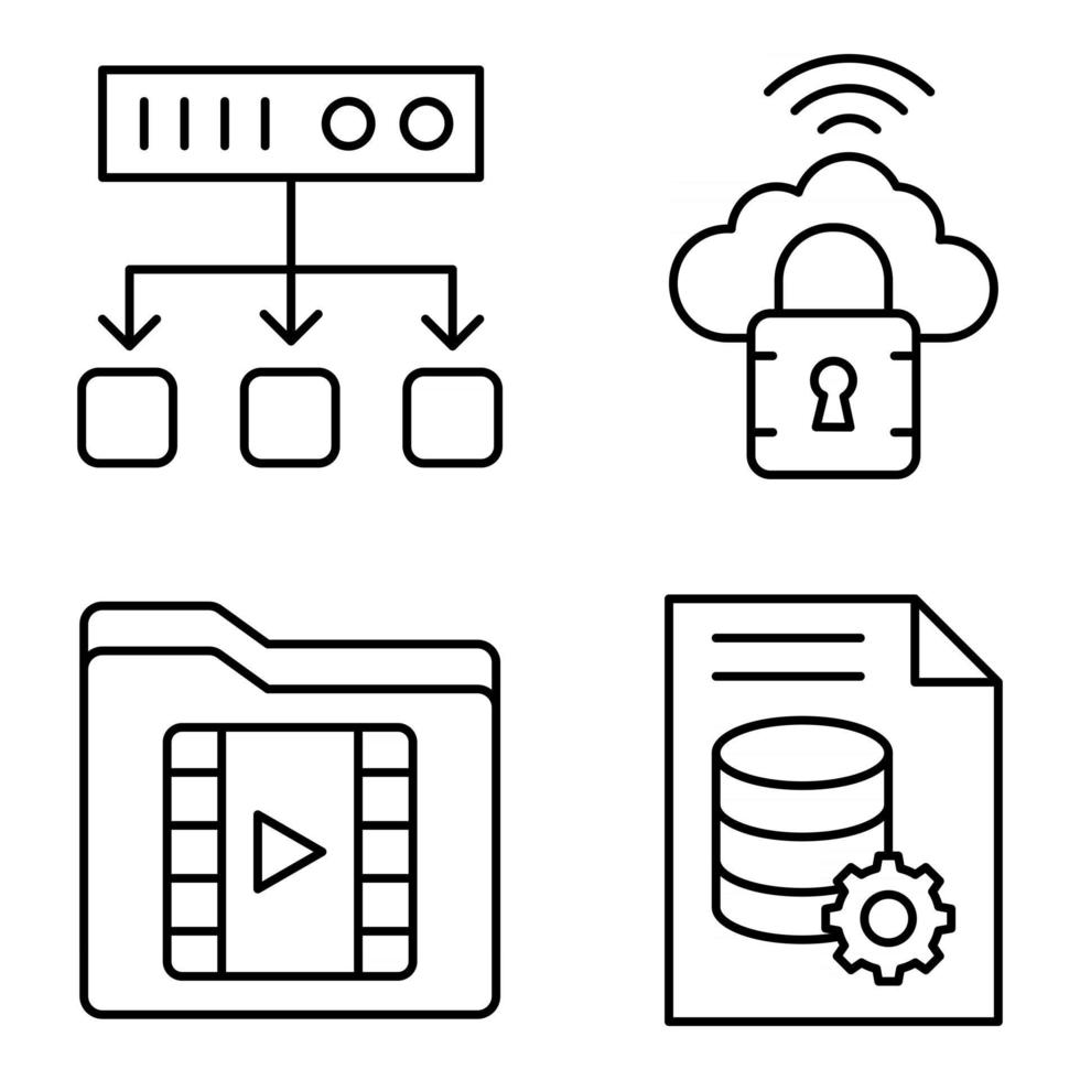 Pack of Database Linear Icons vector