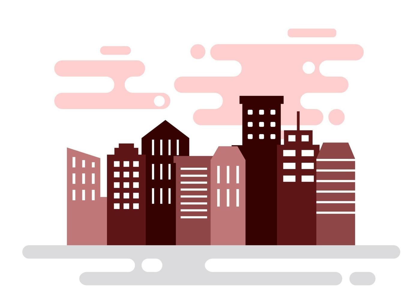 City Landscape Buildings and Architecture Silhouette Vector Background Collage Set