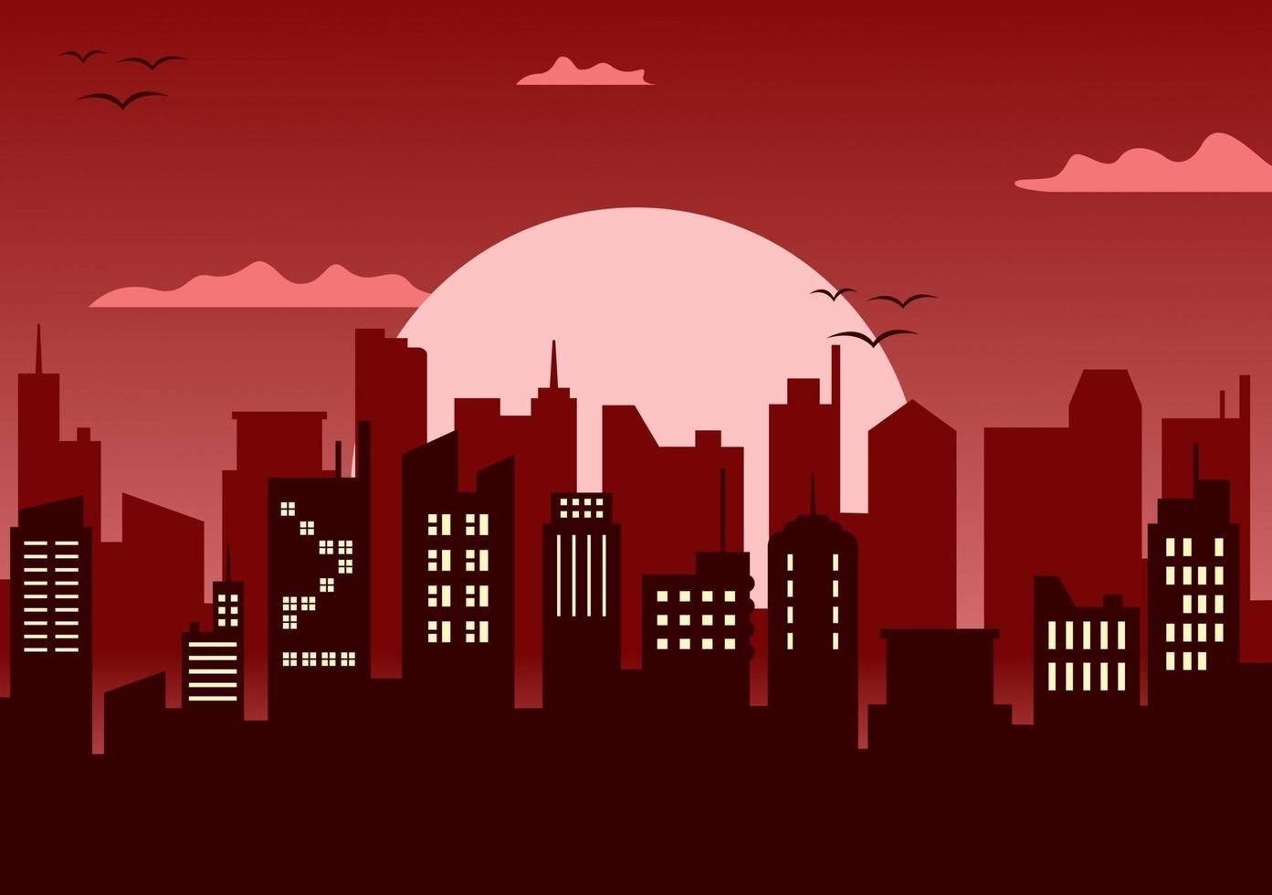 City Landscape Buildings and Architecture Silhouette Vector Background Collage Set