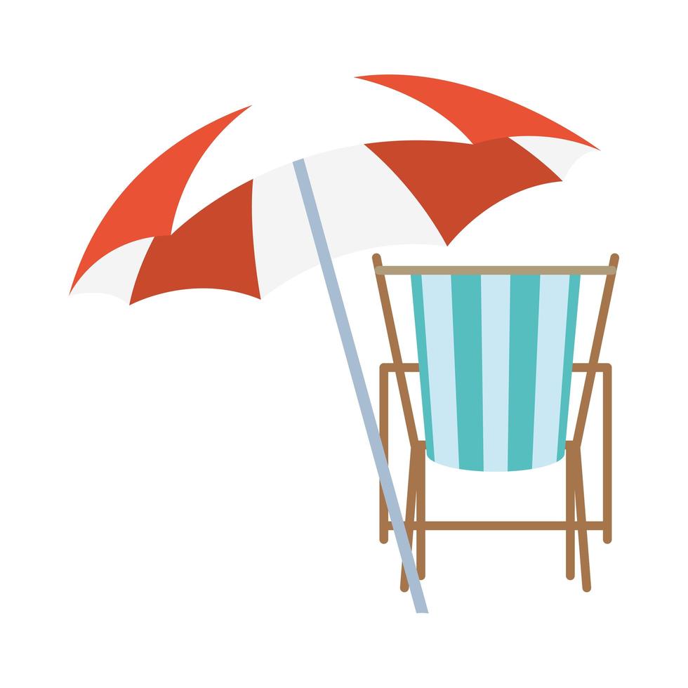 Diseño de vector de paraguas de silla de sol a rayas
