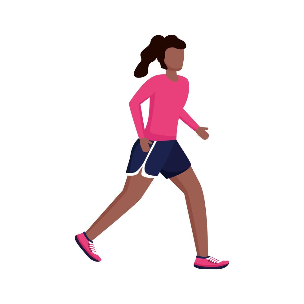 young afro woman running avatar character vector