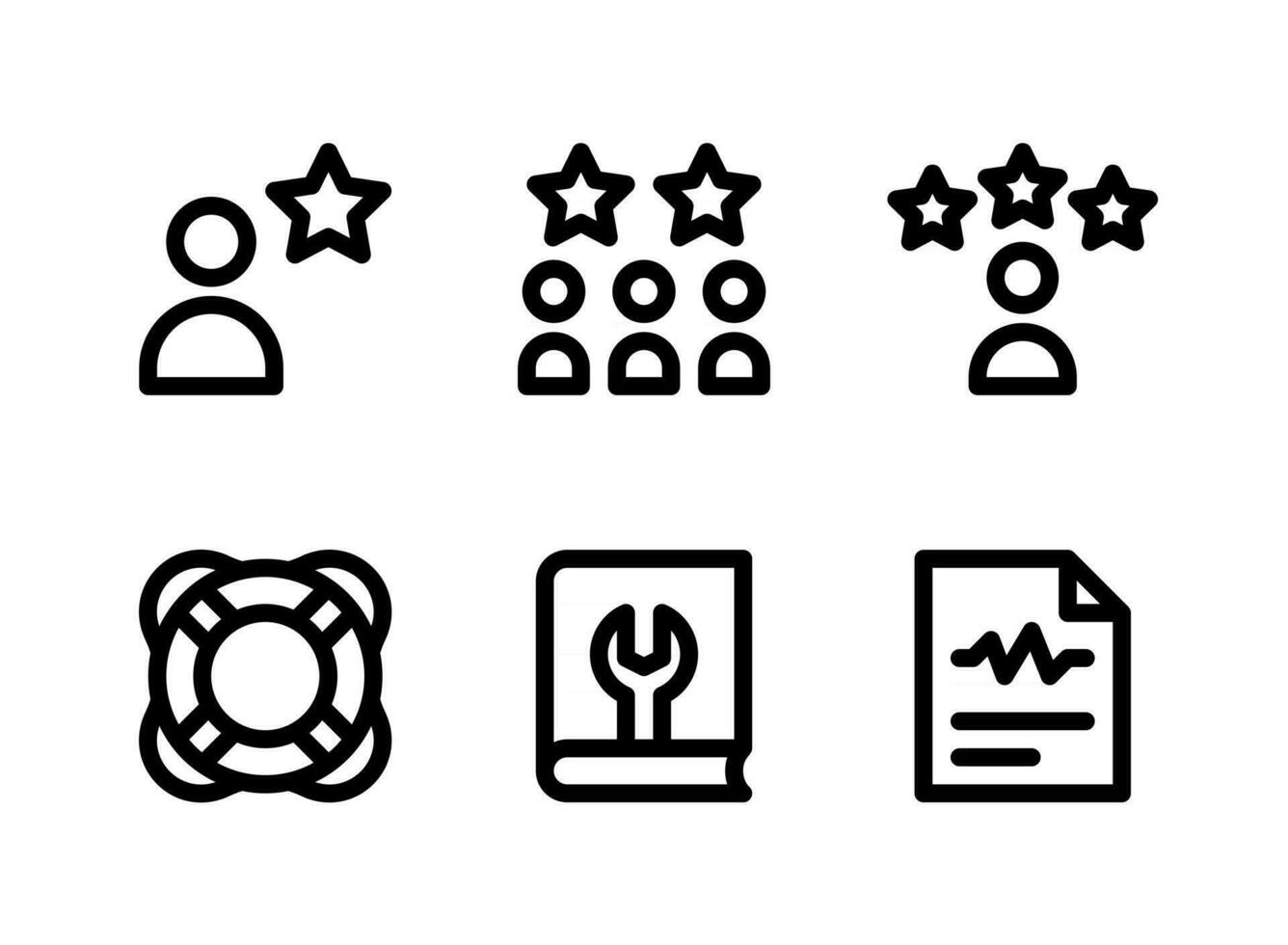 Simple Set of Help and Support Related Vector Line Icons. Contains Icons as Customers, Life Saving, Diagnosis Report and more.