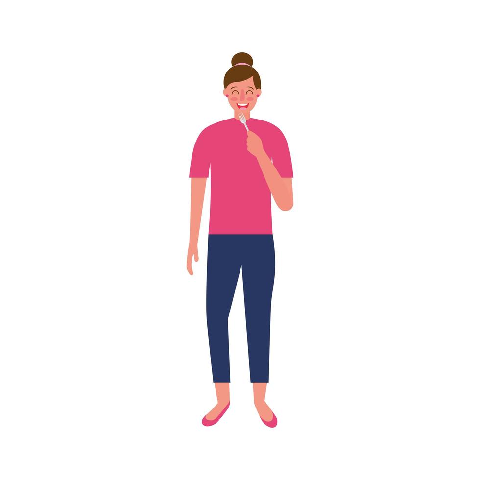 Isolated avatar woman with fork vector design