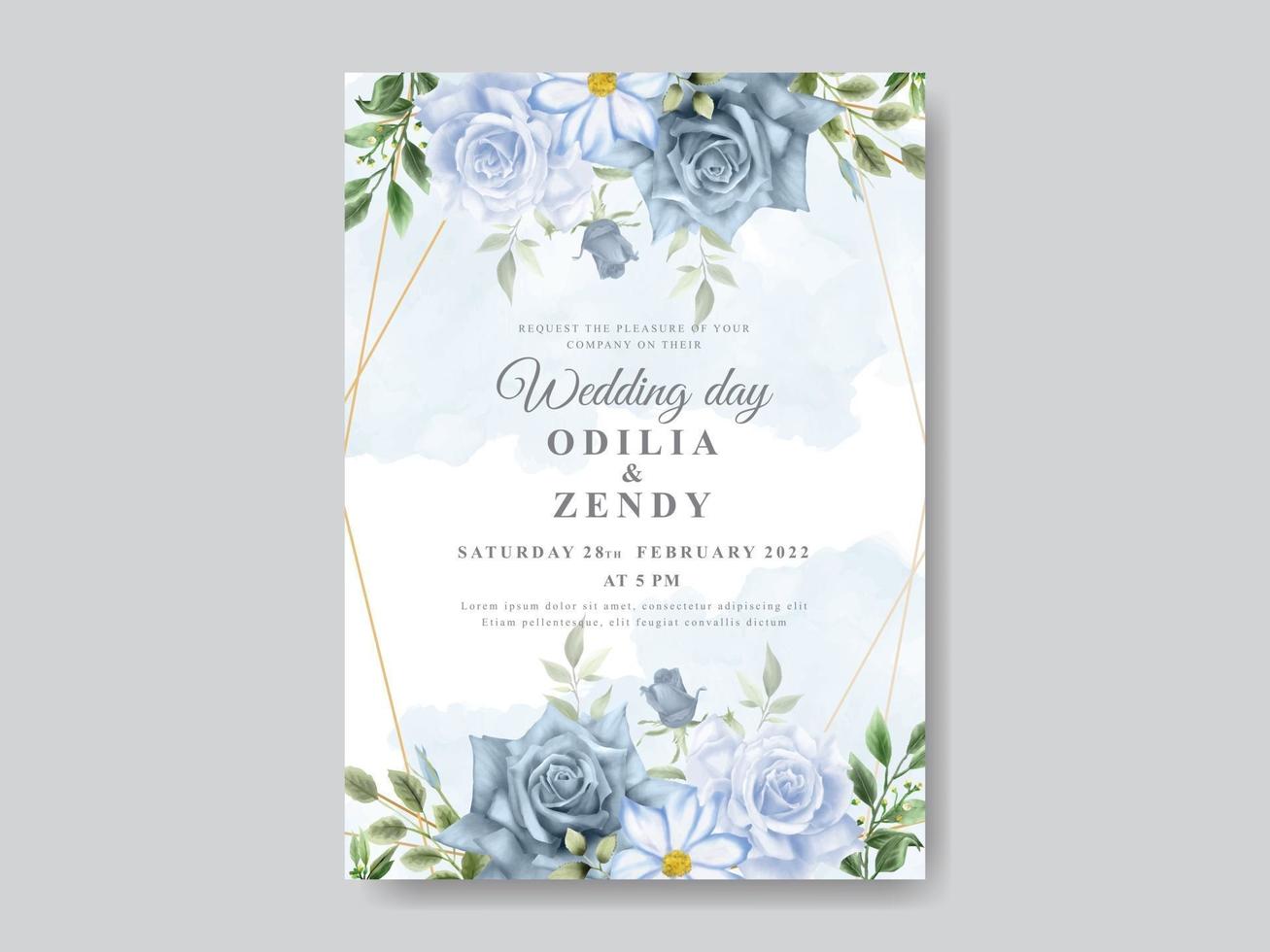 Romantic floral wedding invitation card vector