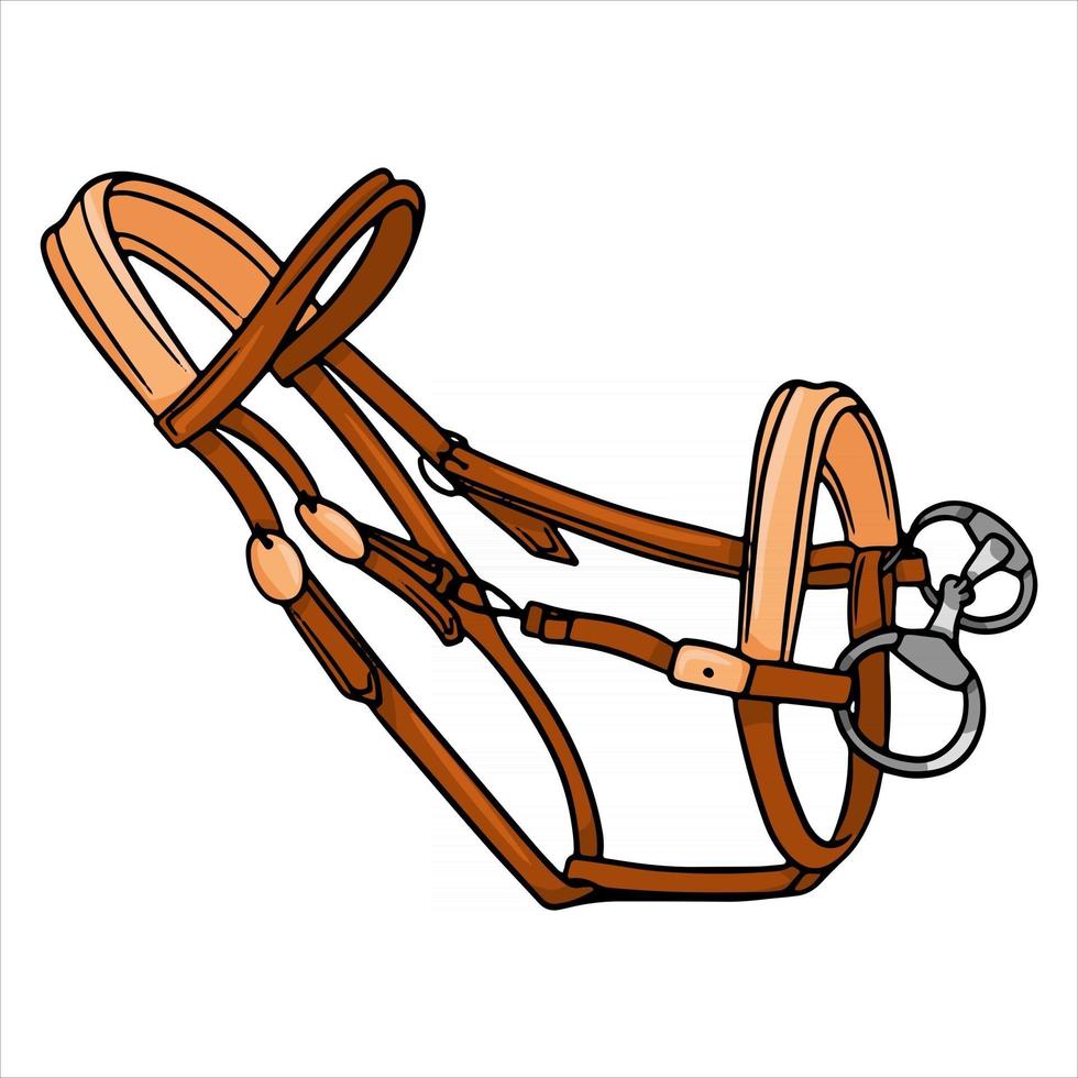 Horse harness bridle for riding vector illustration in cartoon style