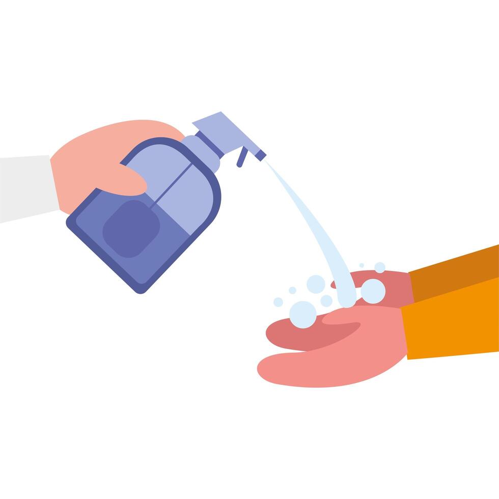 Isolated hands washing and sanitizer bottle vector design