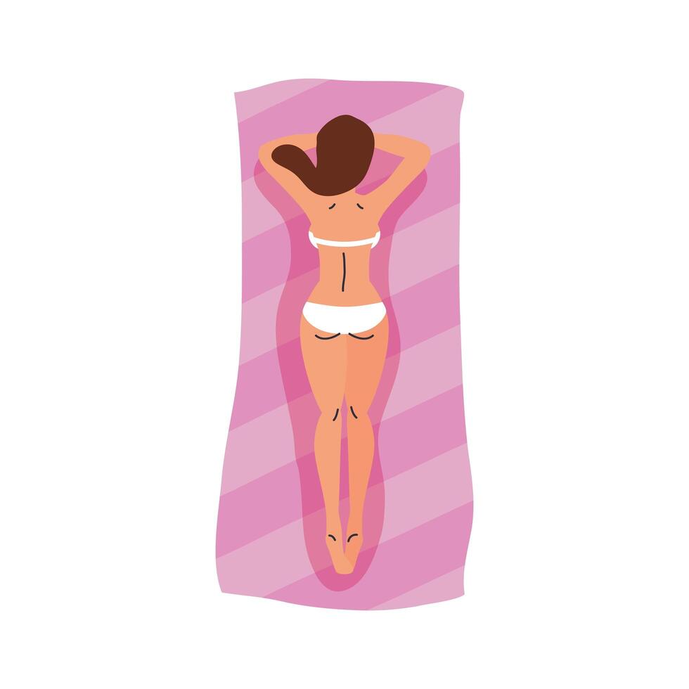 Girl cartoon with bikini on towel vector design