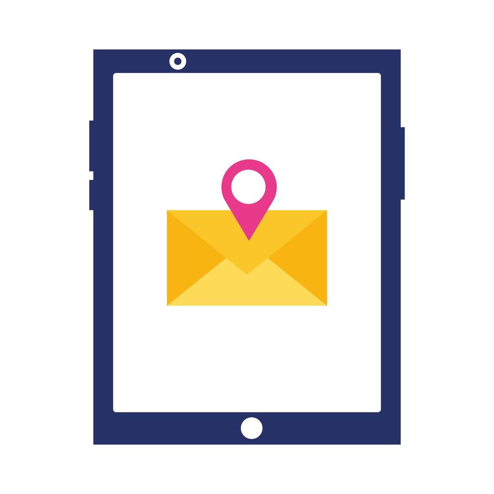 tablet with envelope and gps mark vector design