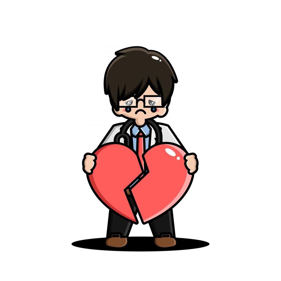 Cute doctor holding a hearth break vector