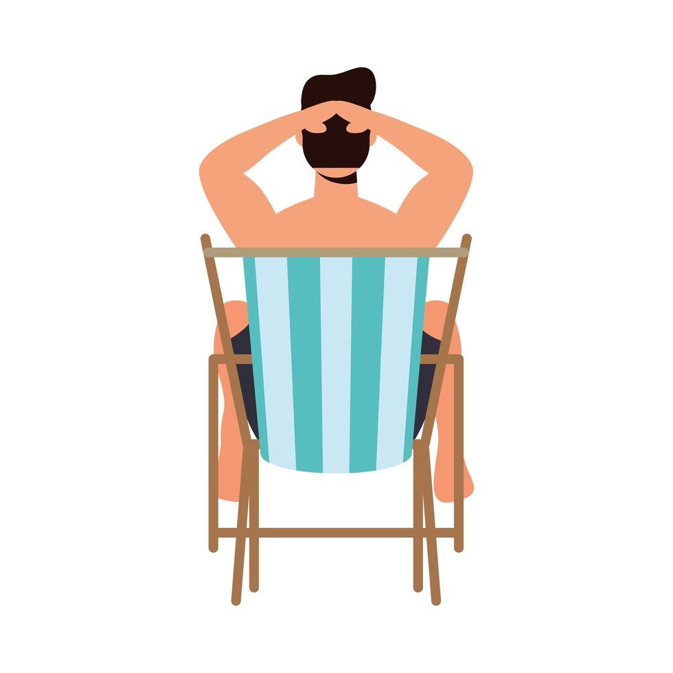 Boy cartoon on sunchair vector design