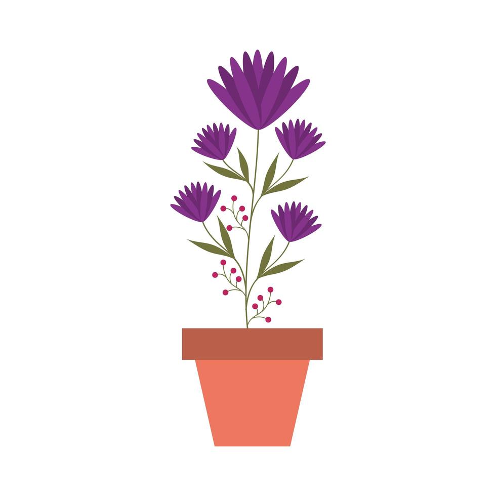 Isolated flower inside pot vector design