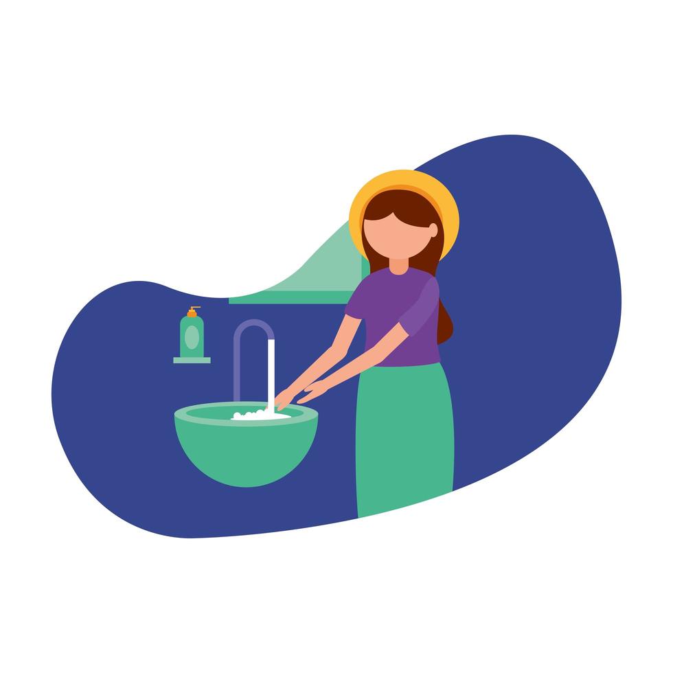 Woman washing her hands vector design