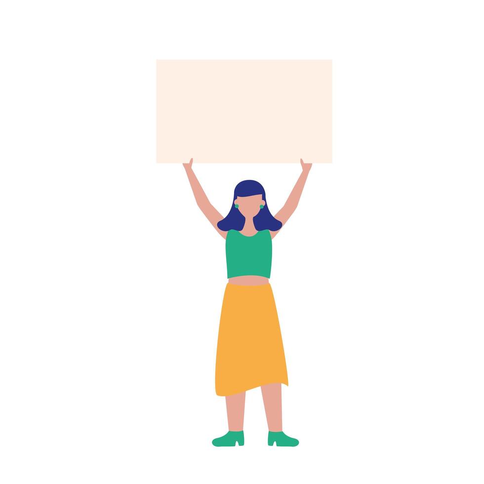 Woman with banner board vector design