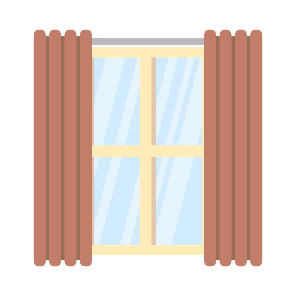 Ventana aislada con cortinas de diseño vectorial vector